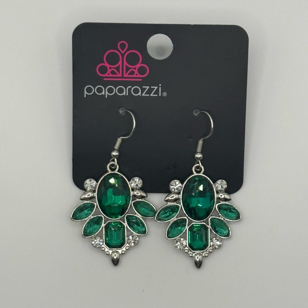Paparazzi Green Statement Earrings